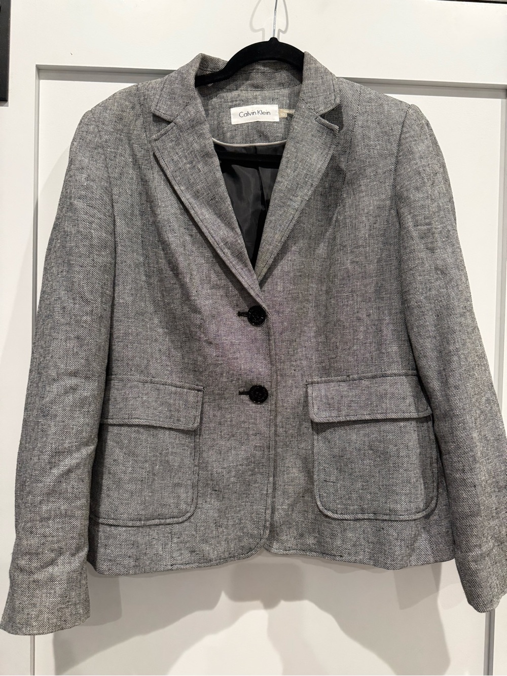 Calvin Klein Gray Textured Two-Button Blazer